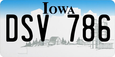 IA license plate DSV786
