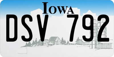 IA license plate DSV792
