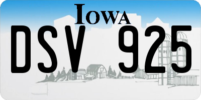 IA license plate DSV925