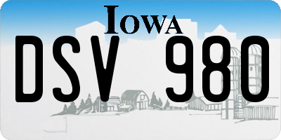 IA license plate DSV980
