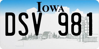 IA license plate DSV981