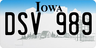 IA license plate DSV989