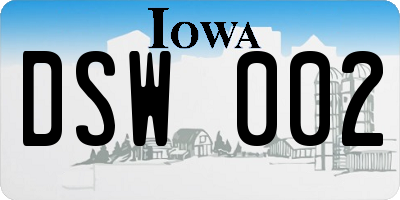 IA license plate DSW002