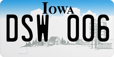 IA license plate DSW006