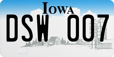 IA license plate DSW007