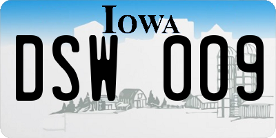 IA license plate DSW009