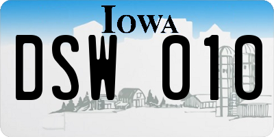 IA license plate DSW010