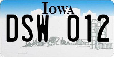 IA license plate DSW012