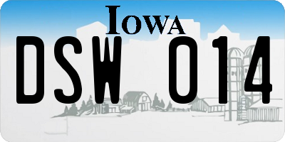 IA license plate DSW014
