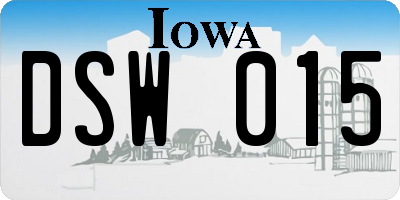 IA license plate DSW015