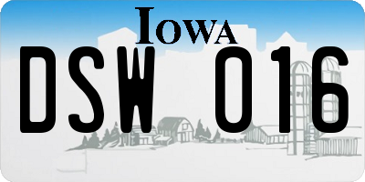 IA license plate DSW016