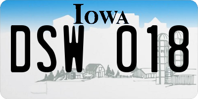 IA license plate DSW018