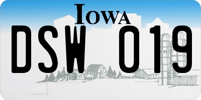IA license plate DSW019