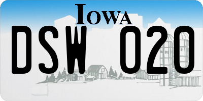 IA license plate DSW020