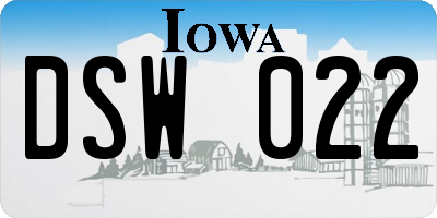 IA license plate DSW022