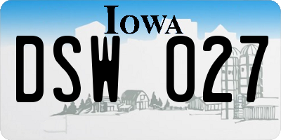 IA license plate DSW027