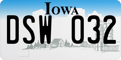 IA license plate DSW032