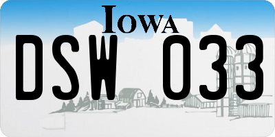 IA license plate DSW033