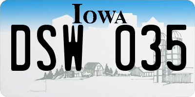 IA license plate DSW035