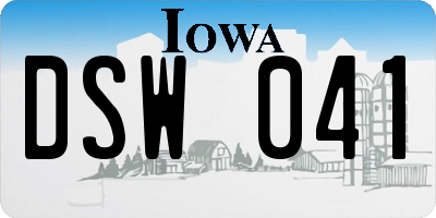 IA license plate DSW041