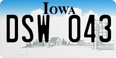 IA license plate DSW043