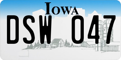 IA license plate DSW047
