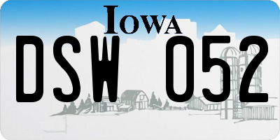 IA license plate DSW052