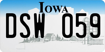 IA license plate DSW059