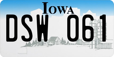 IA license plate DSW061