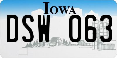 IA license plate DSW063