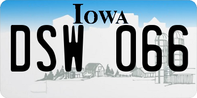 IA license plate DSW066