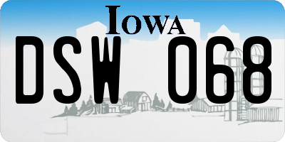 IA license plate DSW068