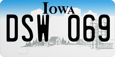 IA license plate DSW069