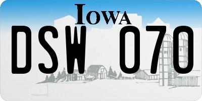 IA license plate DSW070