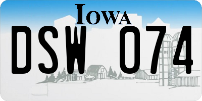 IA license plate DSW074