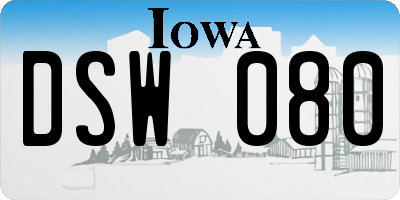 IA license plate DSW080