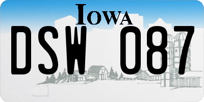 IA license plate DSW087