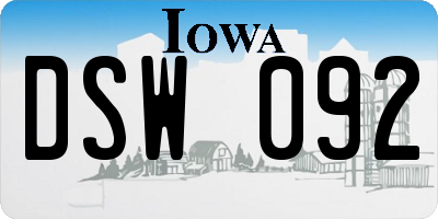 IA license plate DSW092