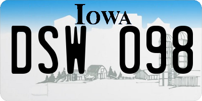 IA license plate DSW098