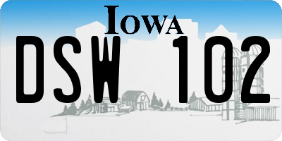IA license plate DSW102