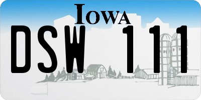 IA license plate DSW111