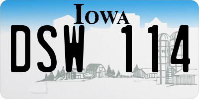 IA license plate DSW114