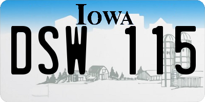 IA license plate DSW115