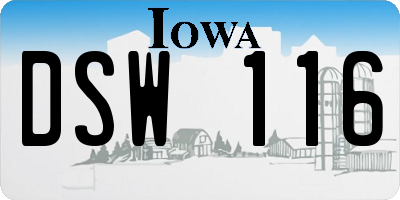 IA license plate DSW116
