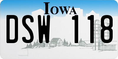 IA license plate DSW118