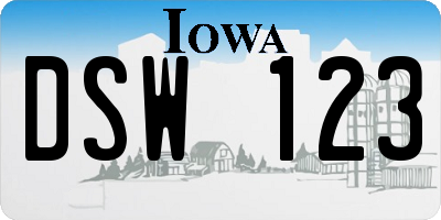 IA license plate DSW123