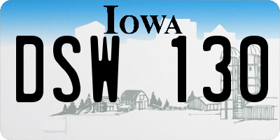 IA license plate DSW130