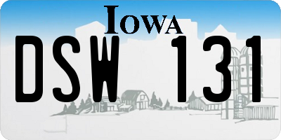 IA license plate DSW131