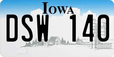 IA license plate DSW140