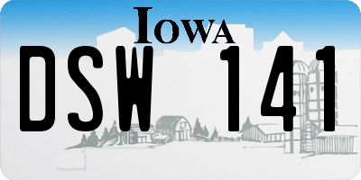 IA license plate DSW141
